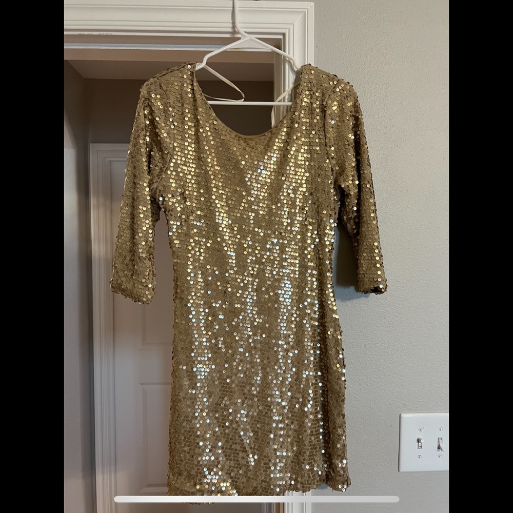Gold sequin dress